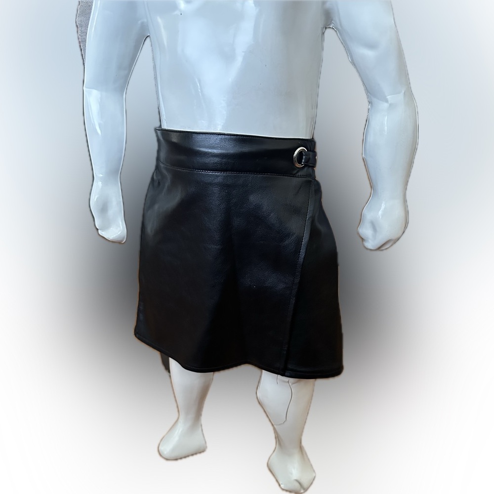 Little girls faux leather wrap skirt